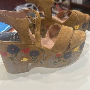 LAURENCE DACADE PLATFORM FLORAL WEDGES
